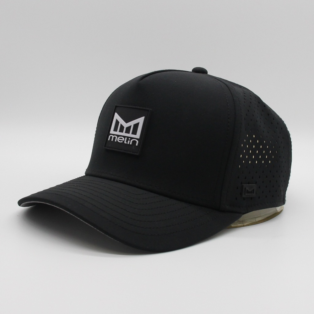 Melin Hydro Odyssey Stacked Black Strapback